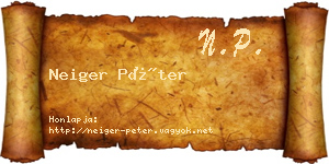 Neiger Péter névjegykártya